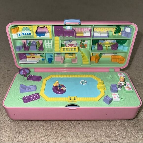 Vintage Polly Pocket Blue Bird 1989 Pool Party storage house🐚